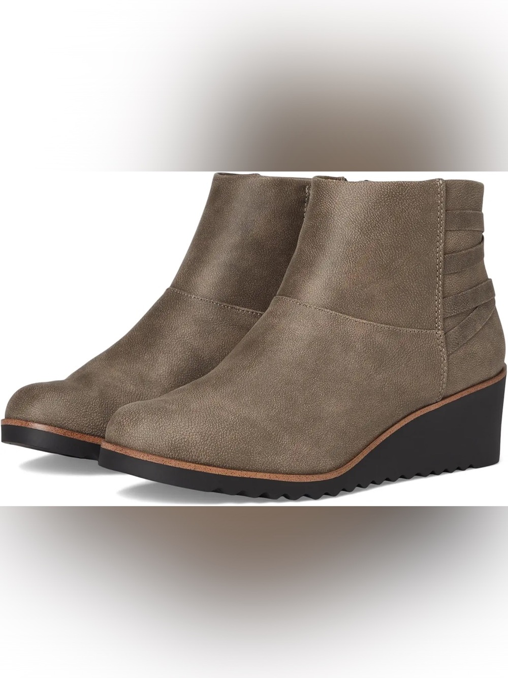 Life Stride Taupe Wedge Ankle Booties